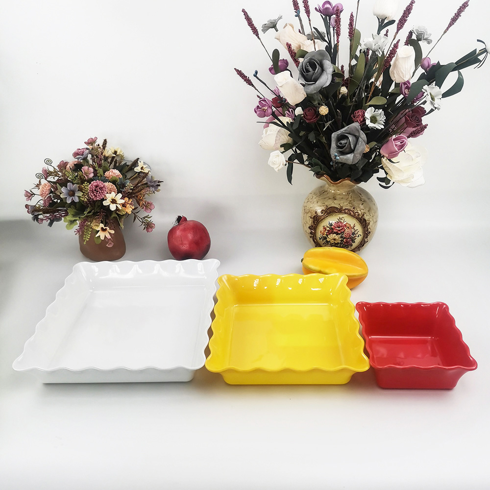 Unik design kök fyrkantig vågig fruktsallad skål