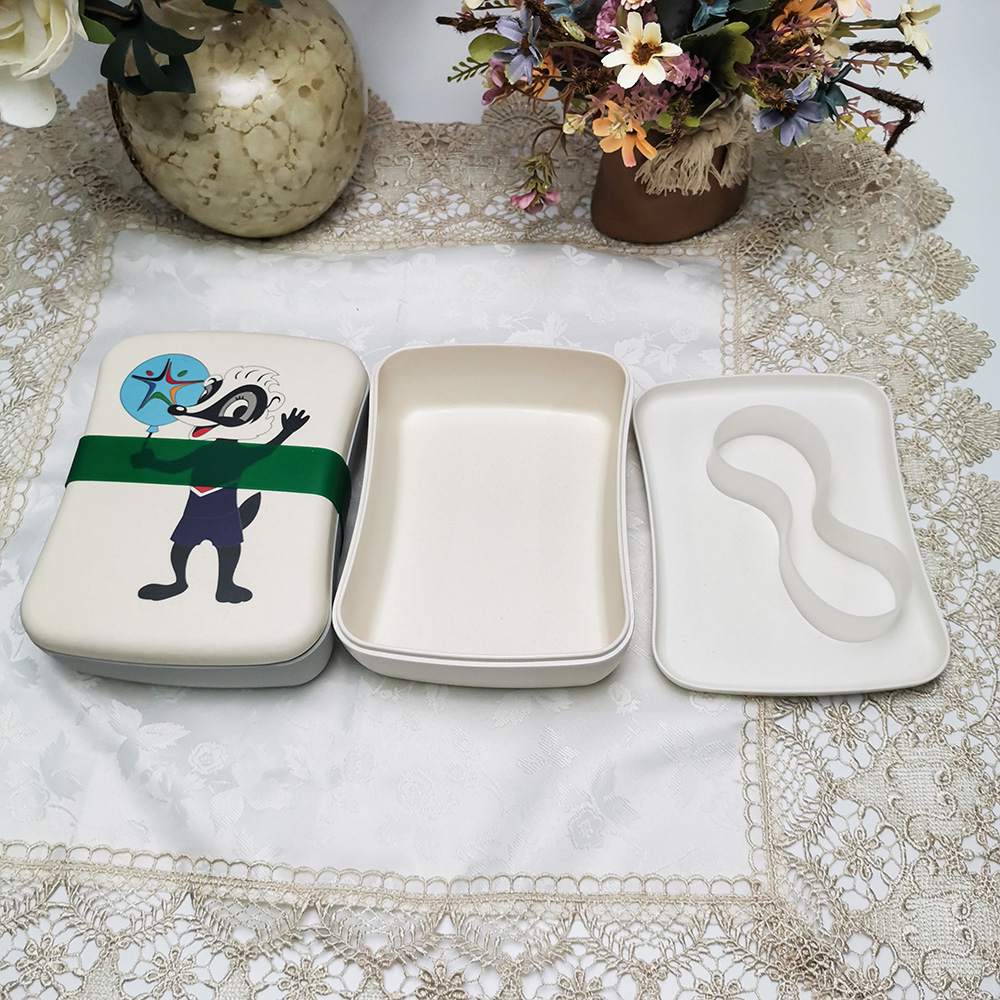 Anpassad färg Miljövänlig biologiskt nedbrytbar fyrkantig Bento Lunchbox