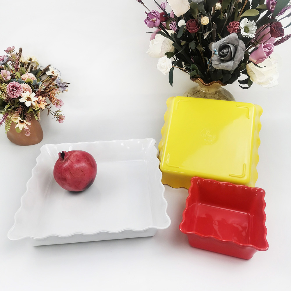 Unik design kök fyrkantig vågig fruktsallad skål