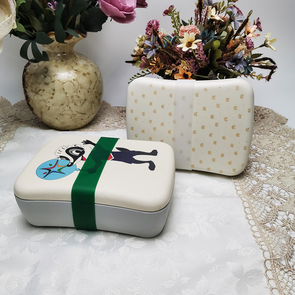 Anpassad färg Miljövänlig biologiskt nedbrytbar fyrkantig Bento Lunchbox